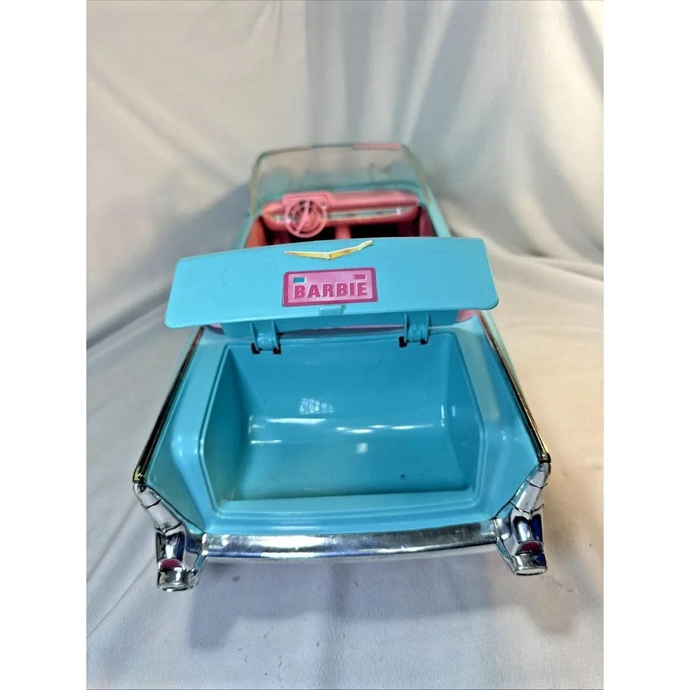 Vintage 1988 BARBIE Size 1957 Chevy Bel Air Convertible Car Turquoise Blue&Pink - Picture 9 of 11